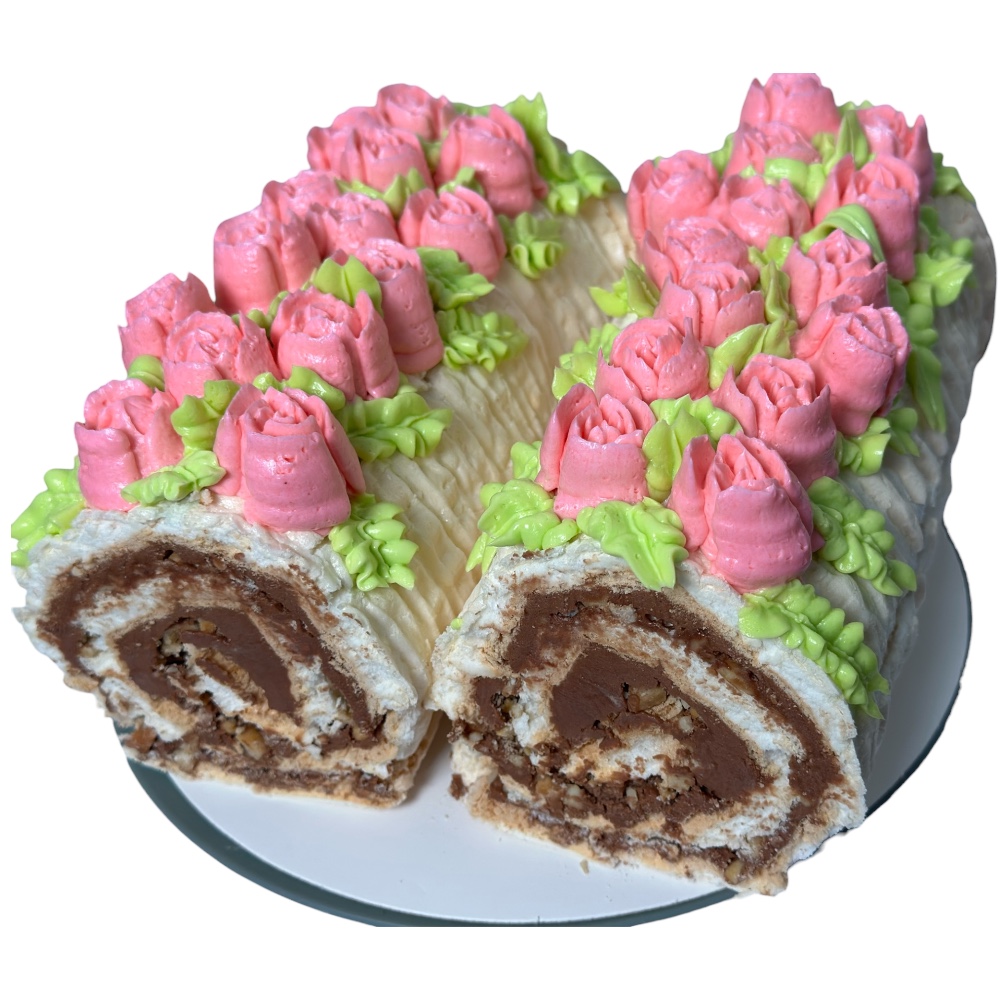 Chocolate Nut Meringue Roll